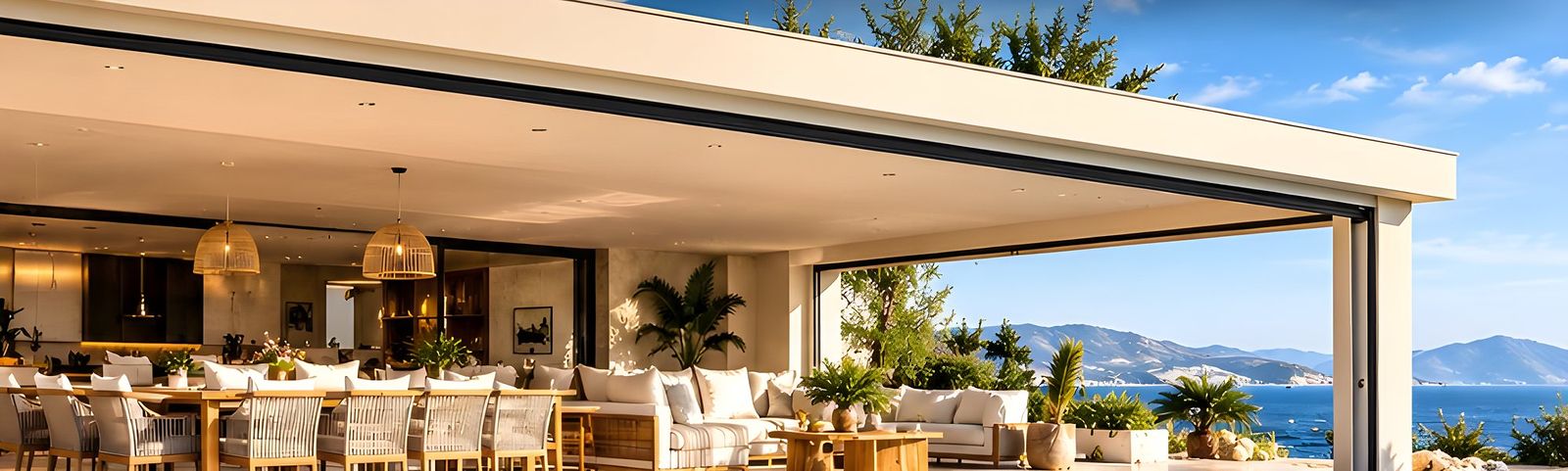 Deniz manzaralı restoran terası